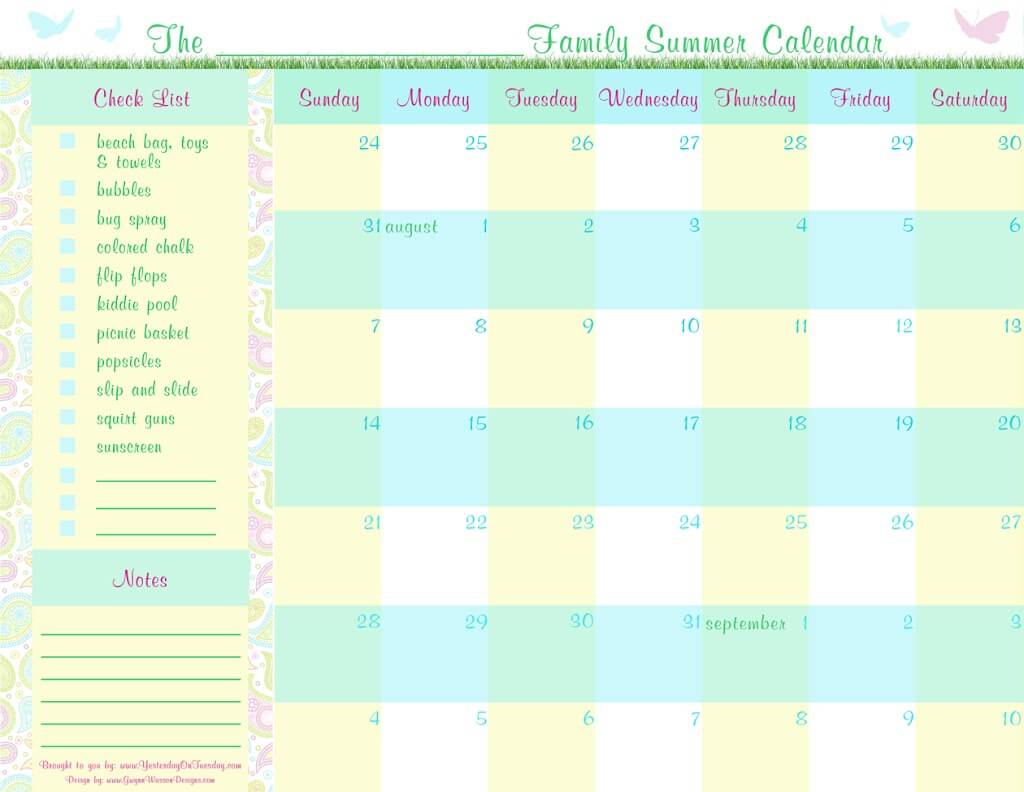 {Give Away} Free Summer Planning Calendar!