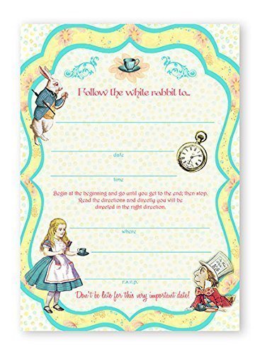 Alice In Wonderland - 20 Invitations + 20 Envelopes