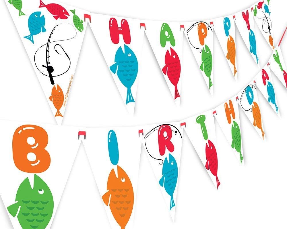 POP parties Fishing Happy Birthday Banner Pennant – Fishing Party