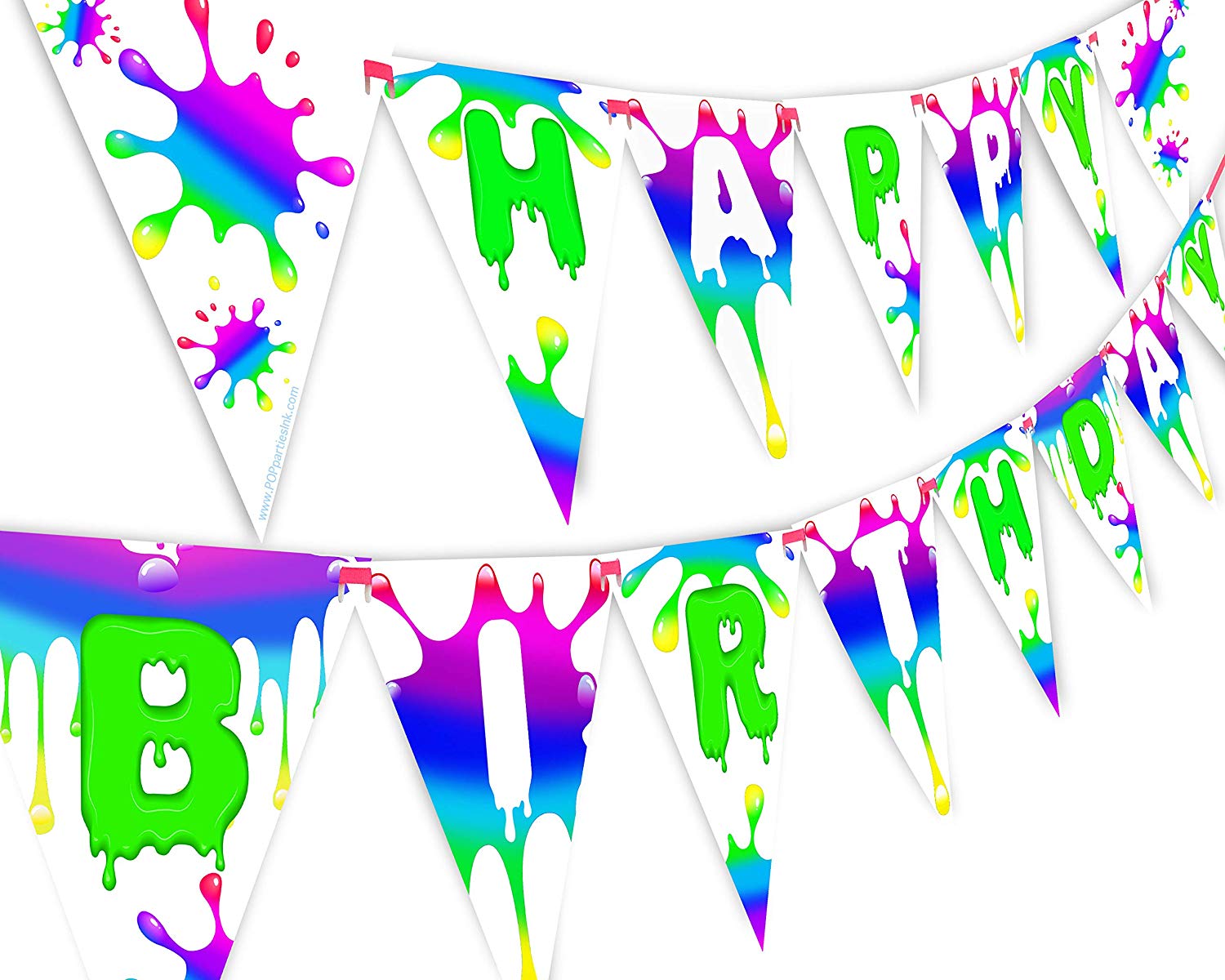 Slime Rainbow Happy Birthday Banner Pennant – Slime Party Decorations –  Rainbow Party Supplies – Slime Party Supplies – Rainbow
