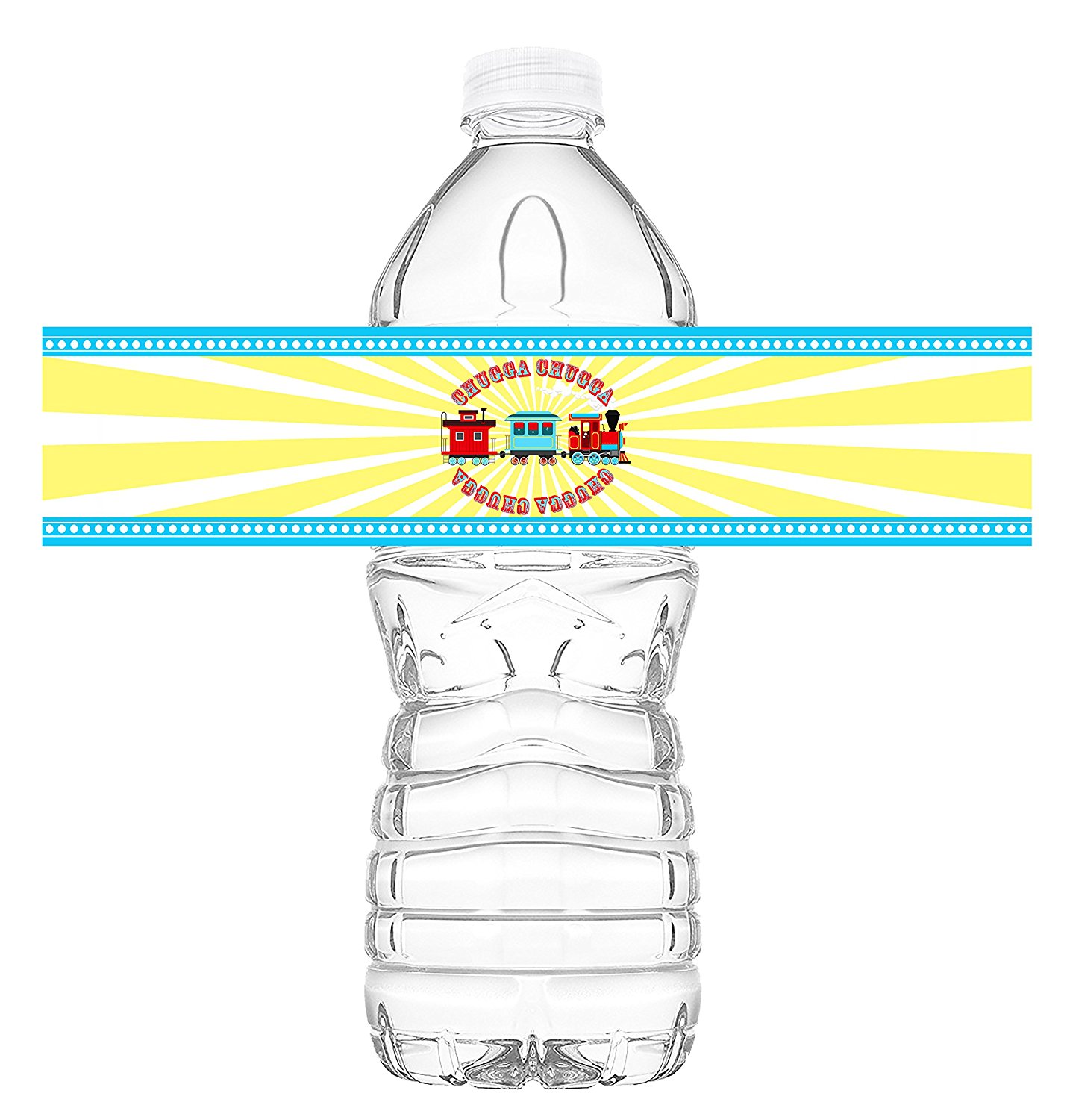 POP parties Train Party Waterproof Bottle Wraps - 20 Train Water Bottle  Labels - Train Party Decorations - Train Party Supplies - Chugga Bottle